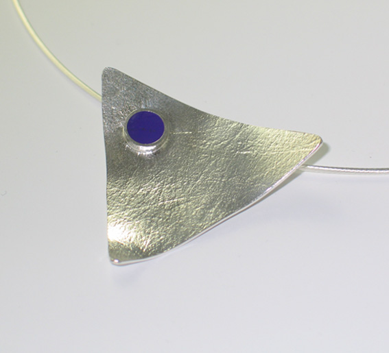 Medium Triangle Silver and Purple Enamel Pendant
