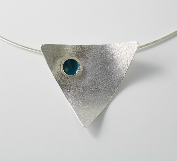 Medium Silver and Turquoise Enamle Pendant