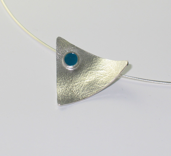 Small Silver and Turquoise Enamel Pendant